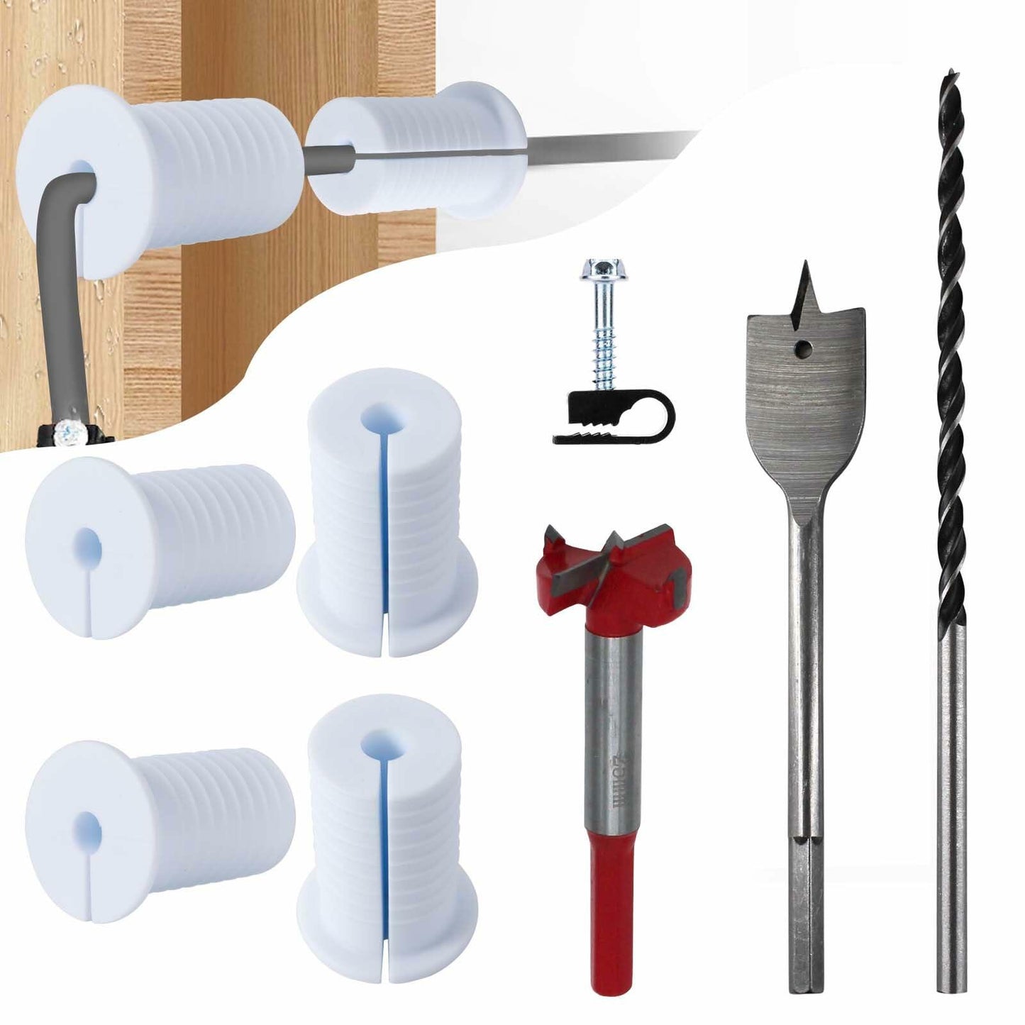 MYZHRE Starlink Cable Routing Kit 6 Grommets 3 Drill Bits 30 Clamps White