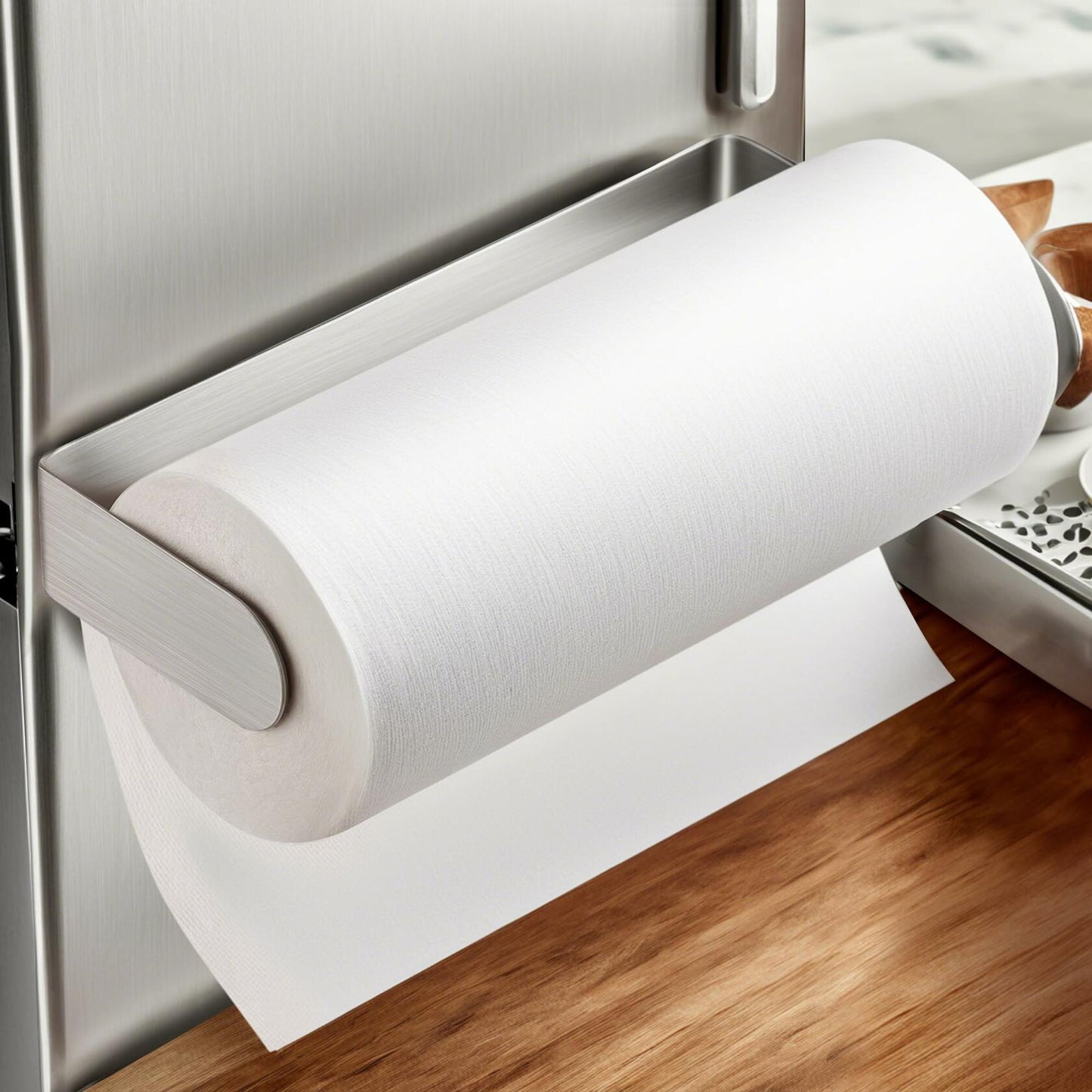 YIGII Magnetic Paper Towel Holder Stainless Steel Silver Under Cabinet