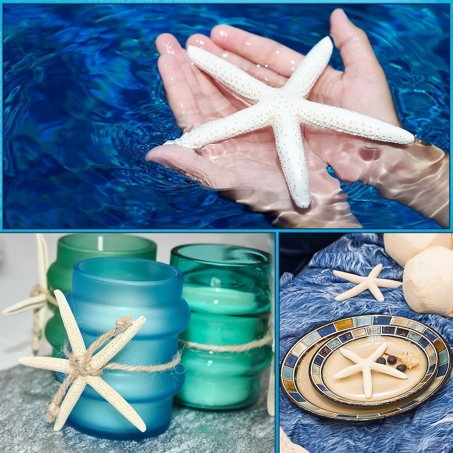 TaoQ 24 PCS Natural White Starfish 2.5-4 Inch Seashells for Crafts Decor