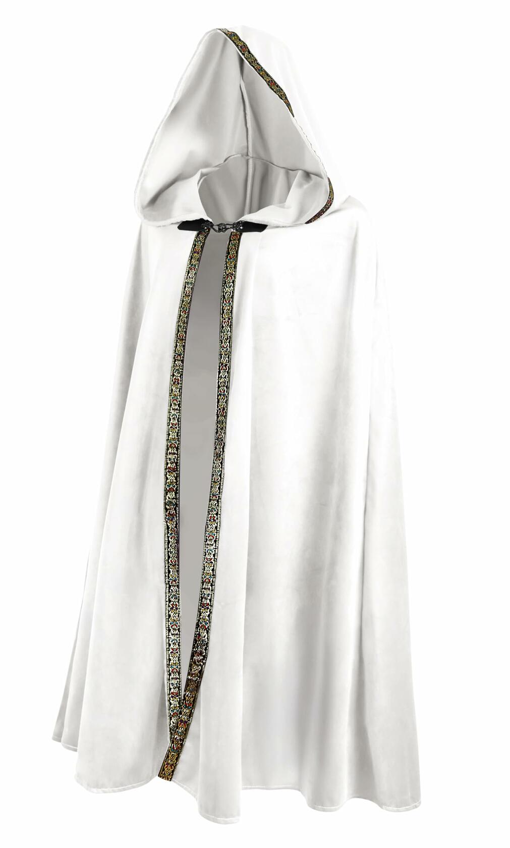 JPXH Hooded Doom Cloak Renaissance Long Cape Cosplay Halloween White One Size