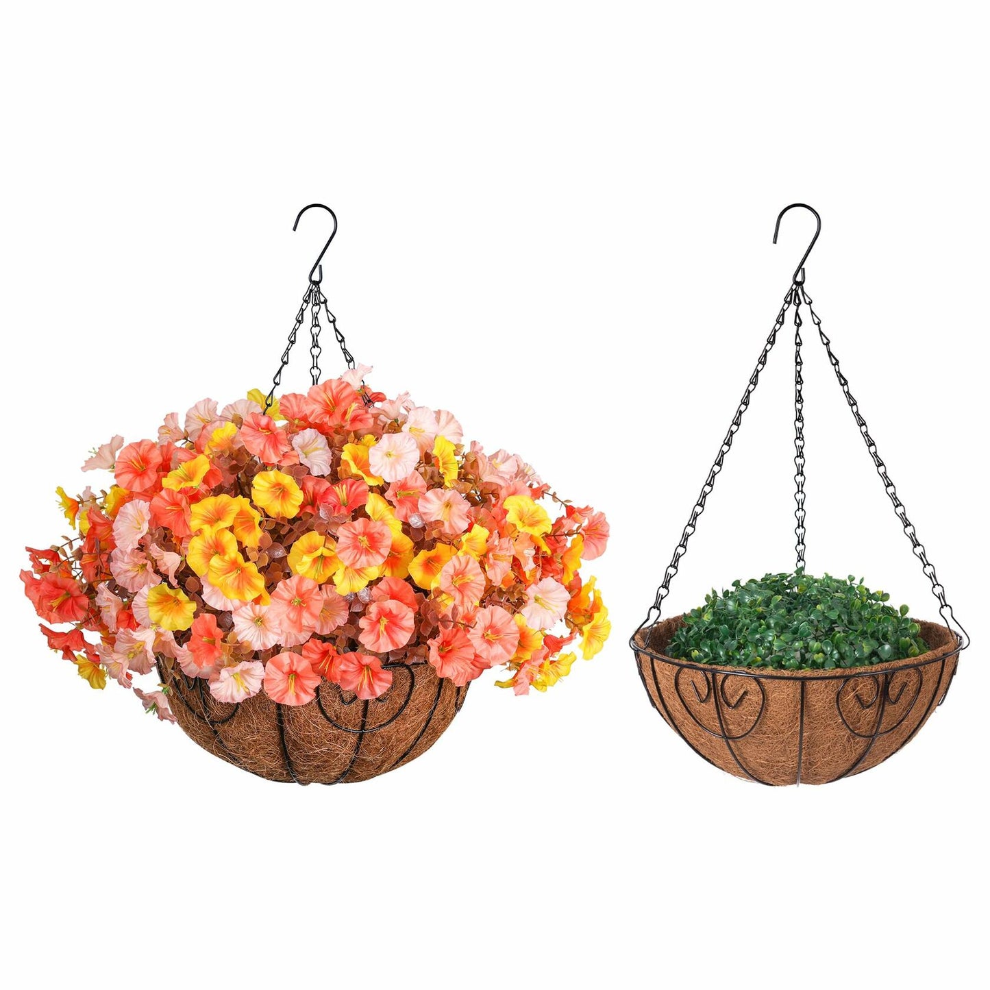 Ivydale Artificial FallFlowers Basket Silk Morning Glory Eucalyptus UV Resistant