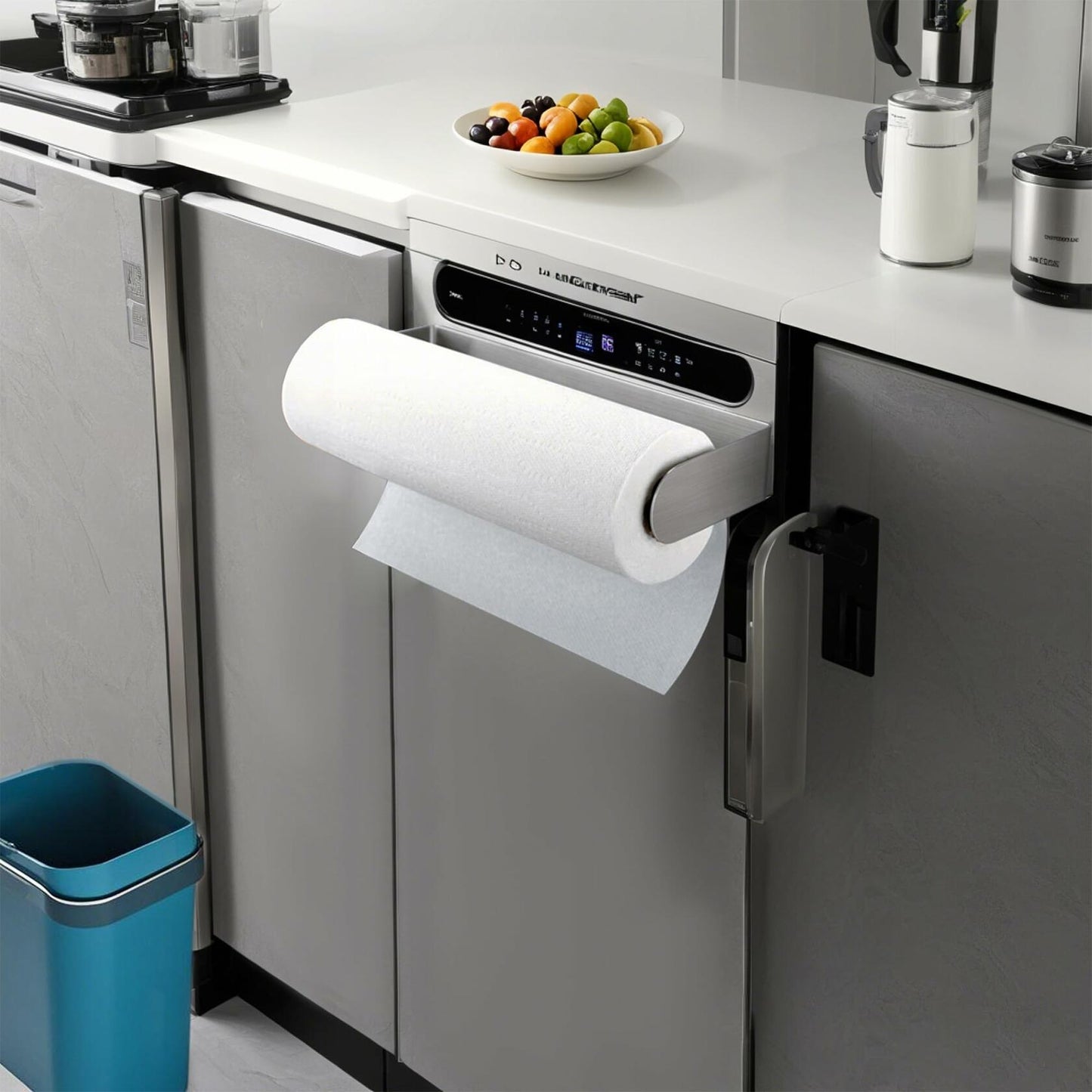 YIGII Magnetic Paper Towel Holder Stainless Steel Silver Under Cabinet