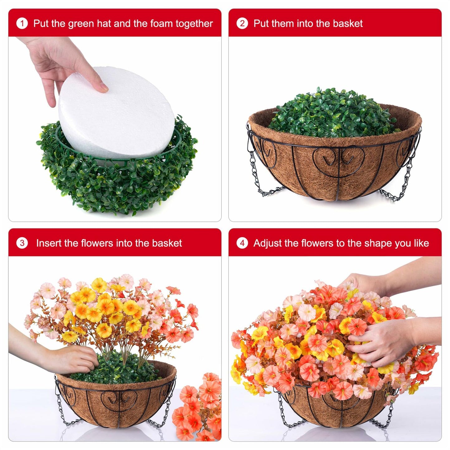 Ivydale Artificial FallFlowers Basket Silk Morning Glory Eucalyptus UV Resistant