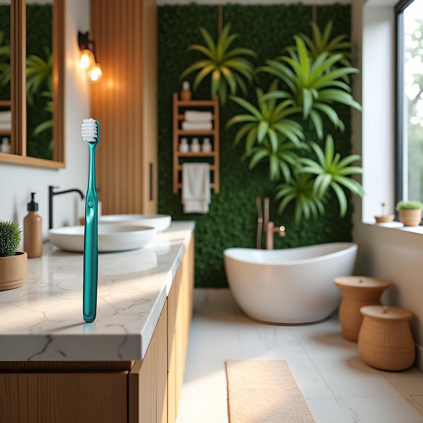 Calsgkspray Green Wide Head Fine Bristle Portable Manual Toothbrush