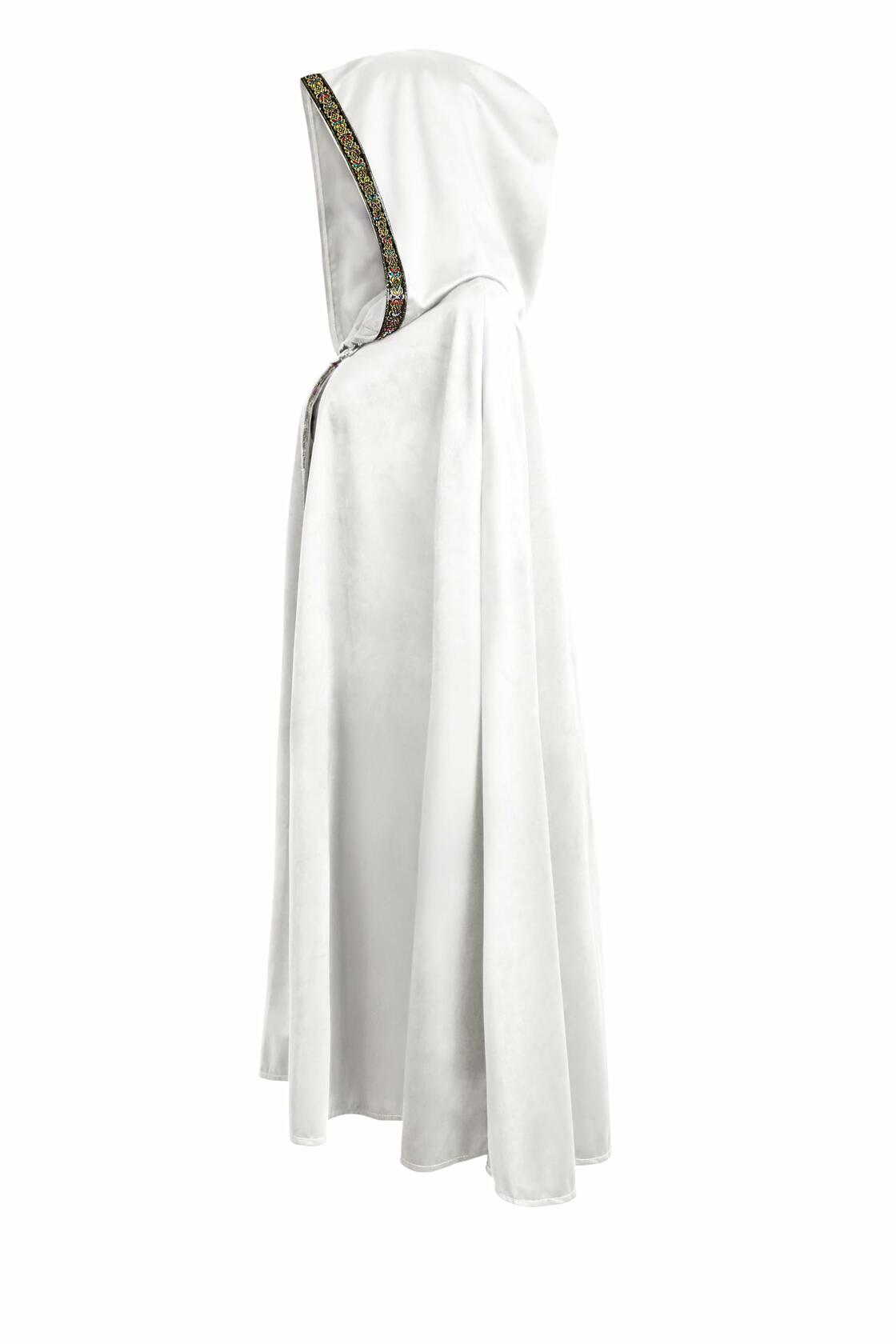JPXH Hooded Doom Cloak Renaissance Long Cape Cosplay Halloween White One Size