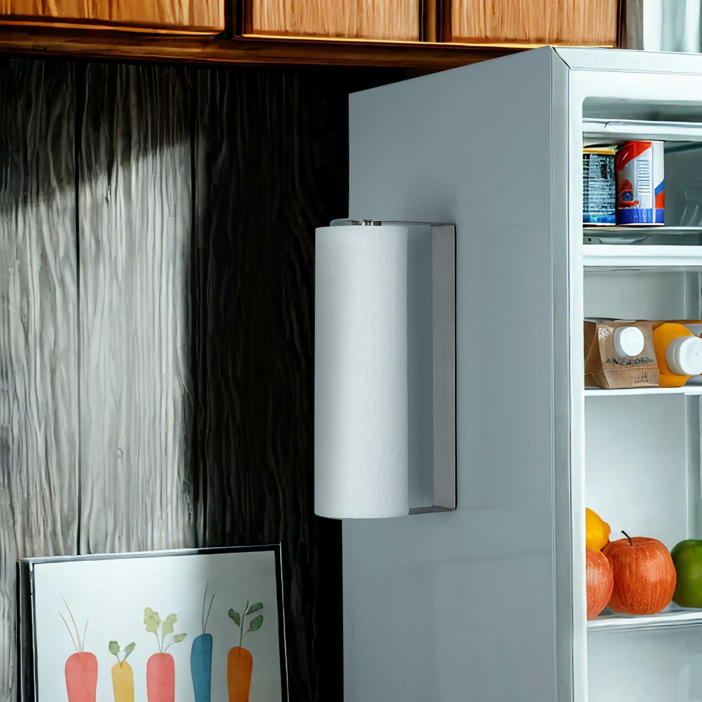 YIGII Magnetic Paper Towel Holder Stainless Steel Silver Under Cabinet