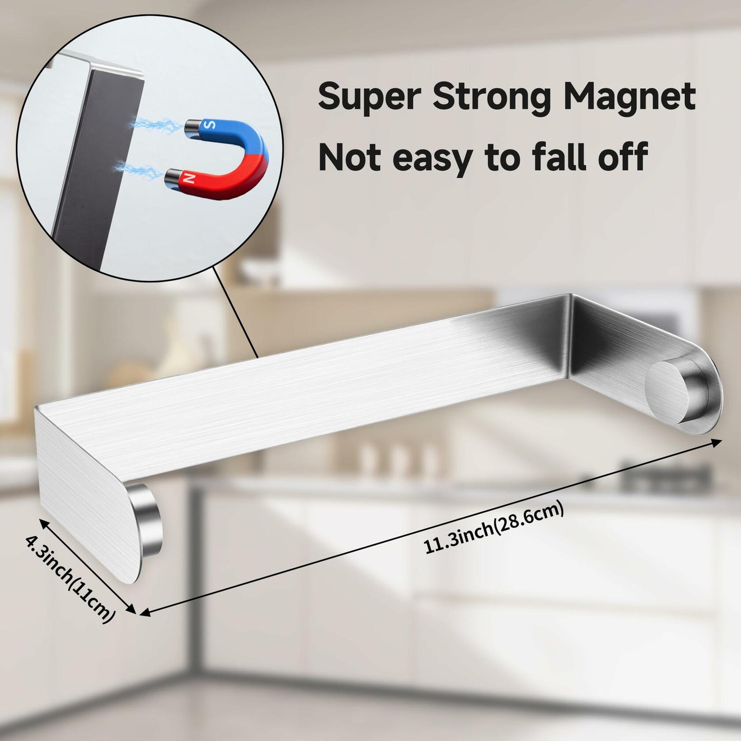 YIGII Magnetic Paper Towel Holder Stainless Steel Silver Under Cabinet
