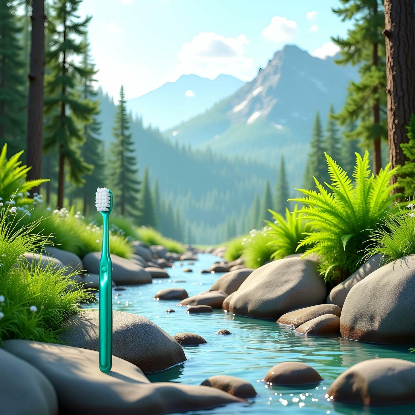 Calsgkspray Green Wide Head Fine Bristle Portable Manual Toothbrush