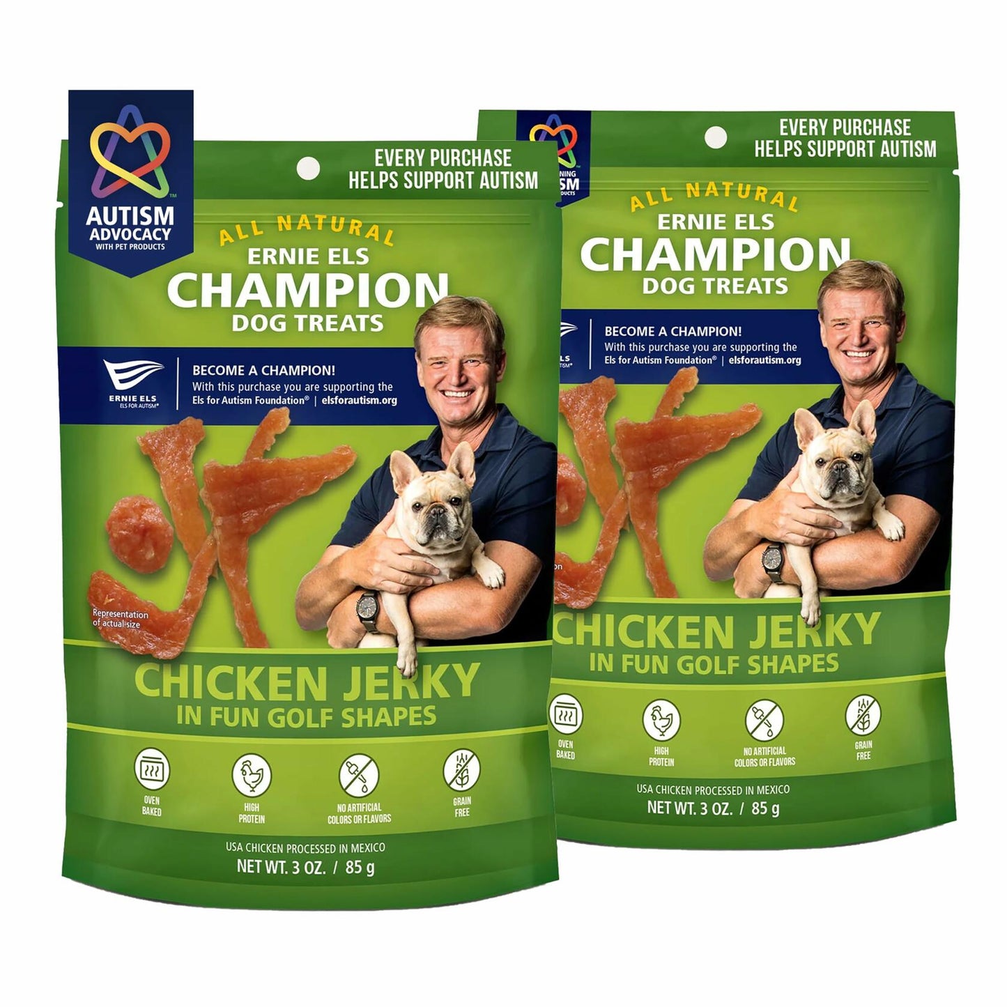 Ernie Els Chicken Jerky Dog Treats Golf Shapes 3oz Pack of 2