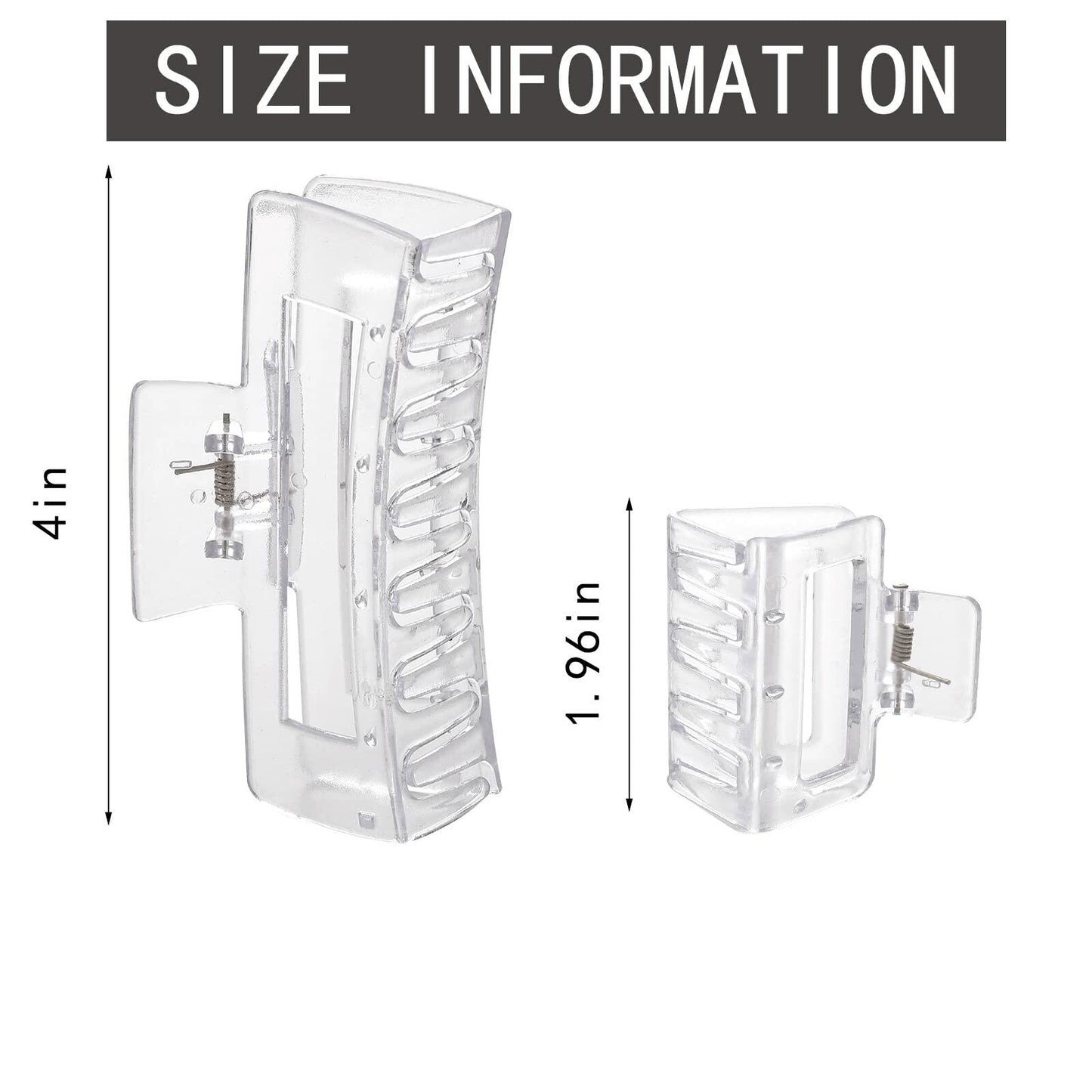 Alemaky 12 Pack Black Square & Rectangle Hair Claw Clips Large & Small