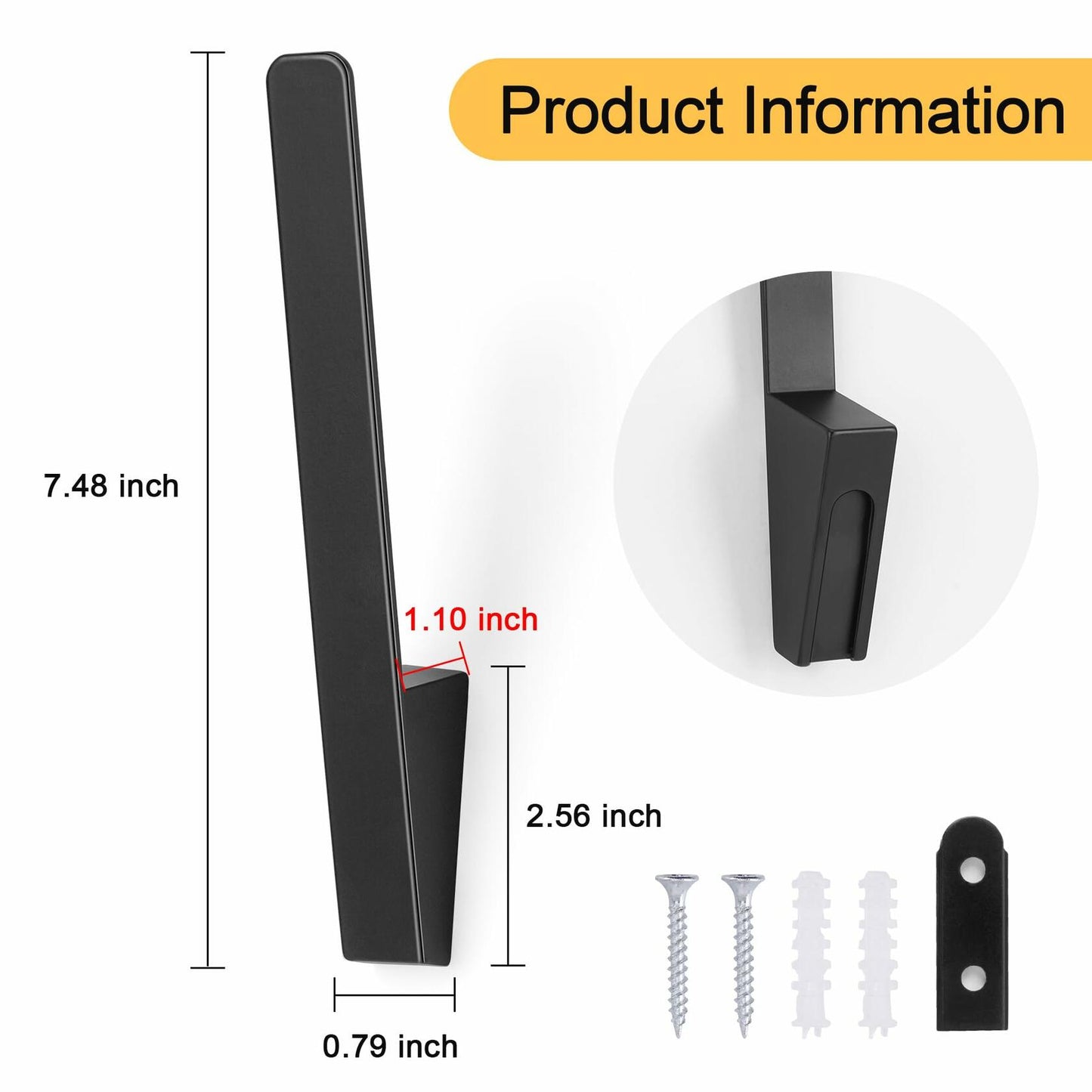 PEDORUBY Wall Mount Hat Rack Hooks for Baseball Caps 3 Pack Black