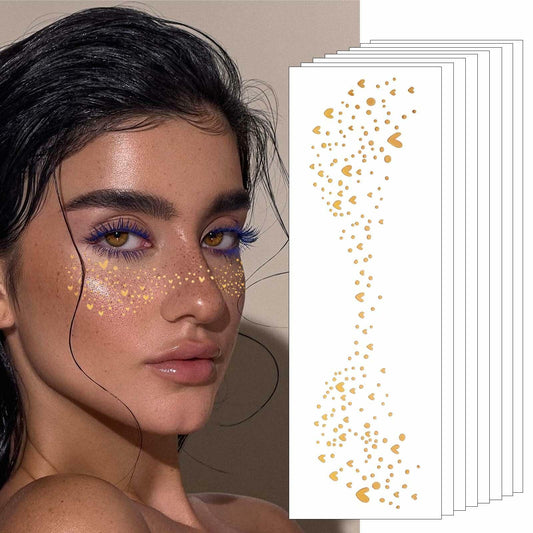 Sokfone Makeup Patches Gold Glitter Freckles Face Tattoo Waterproof 8 Pcs