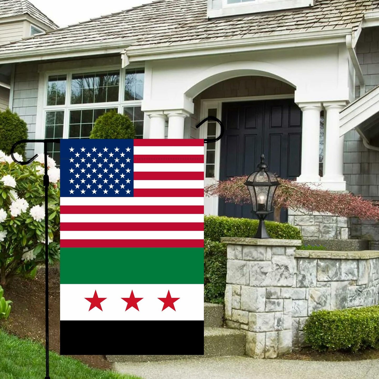 KIIPOAPAU Syrian Garden Flag 12x18in Double Sided Polyester Yard Banner