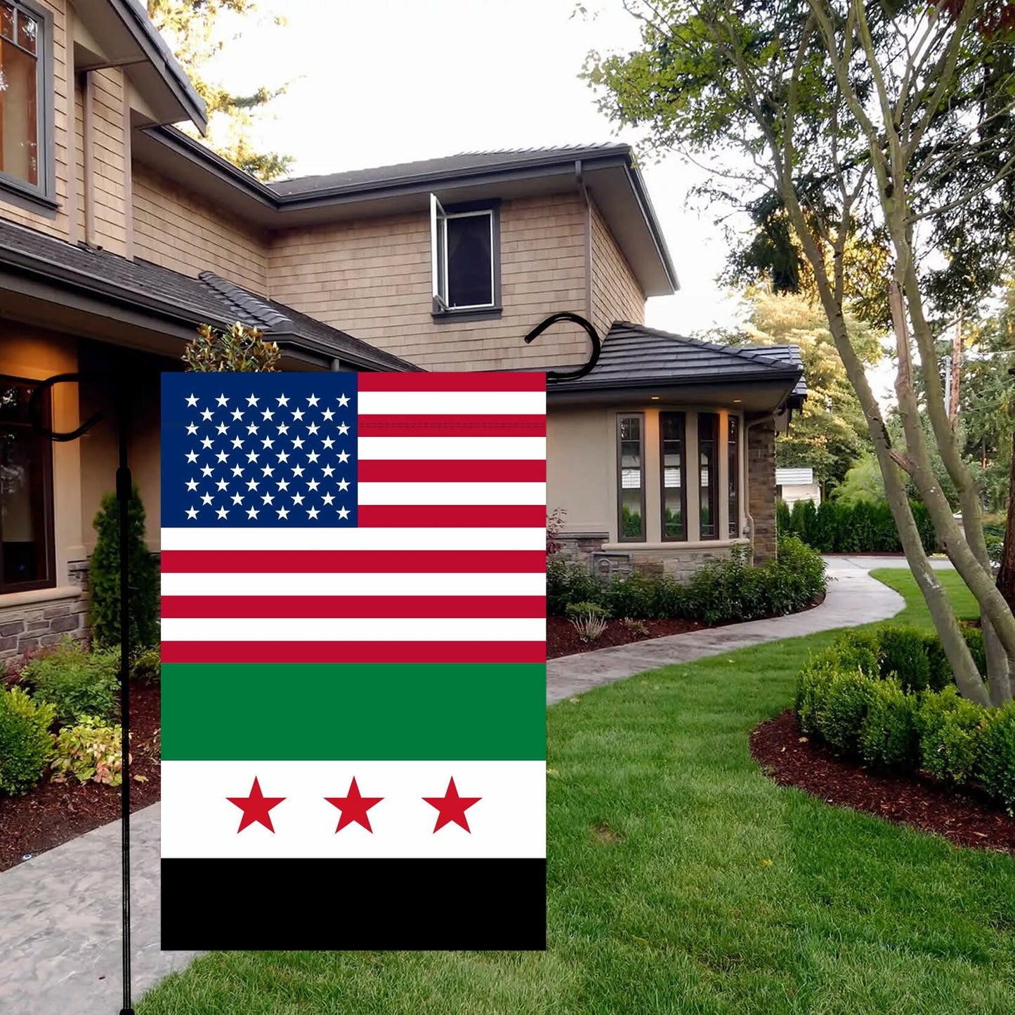 KIIPOAPAU Syrian Garden Flag 12x18in Double Sided Polyester Yard Banner