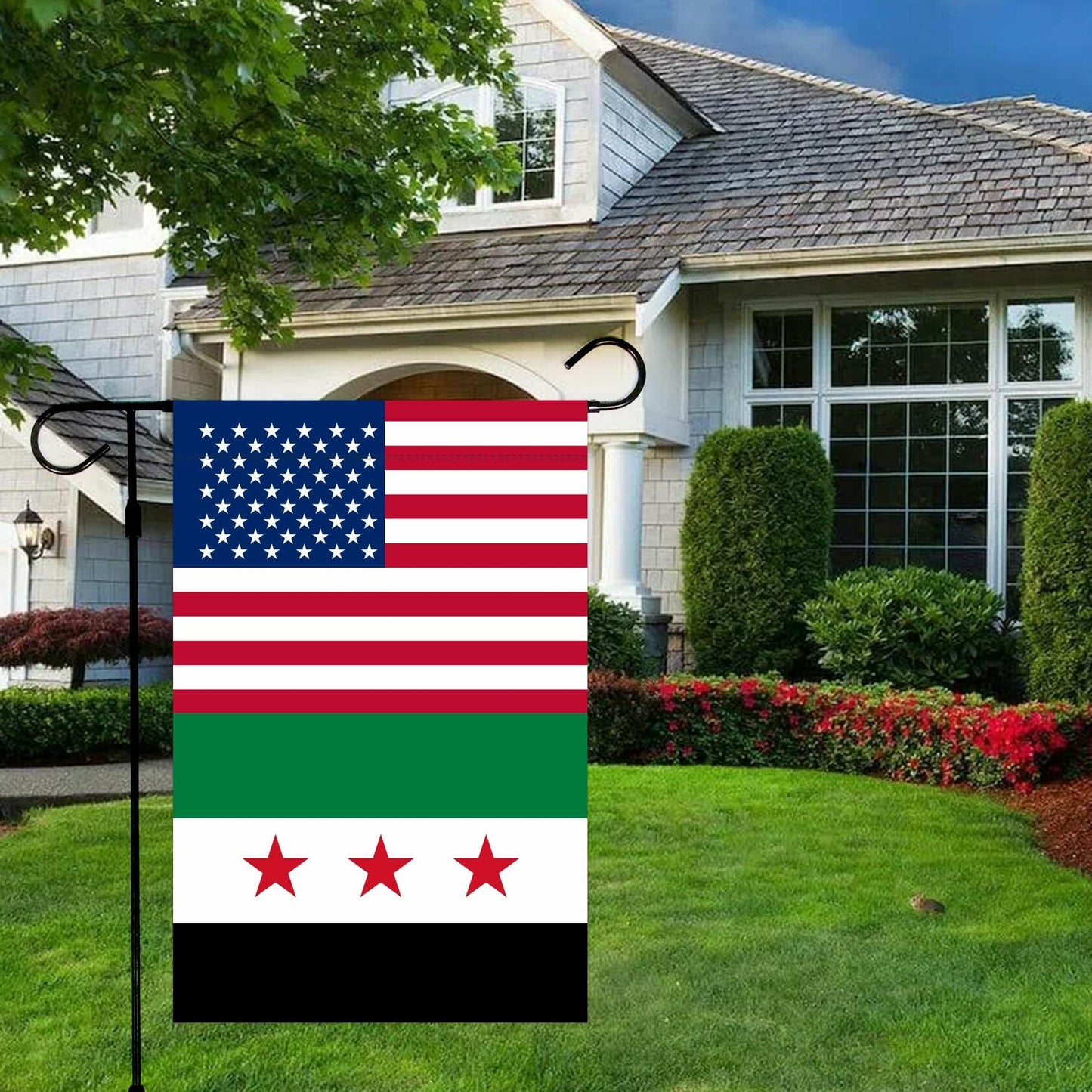 KIIPOAPAU Syrian Garden Flag 12x18in Double Sided Polyester Yard Banner