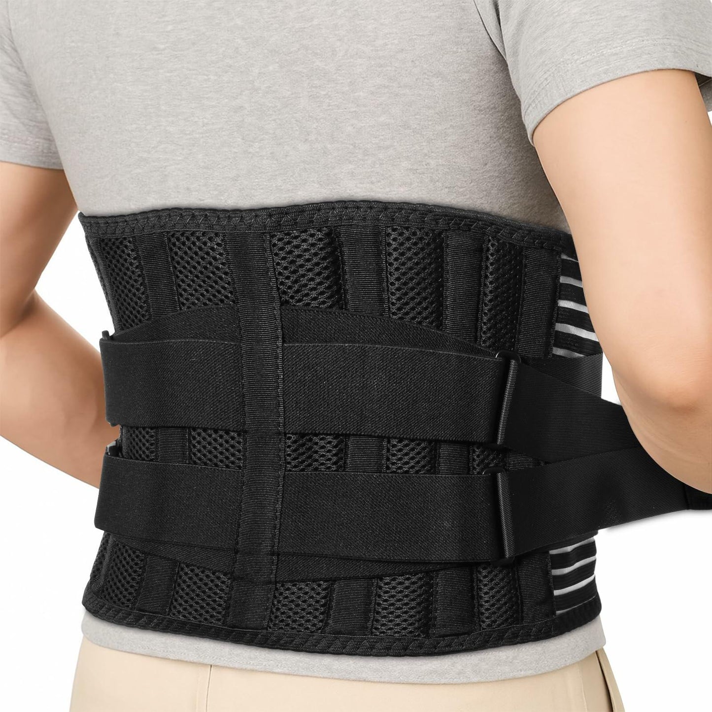 Ebullient Assimilate Adjustable Lumbar Back Brace Black/Silver Size S