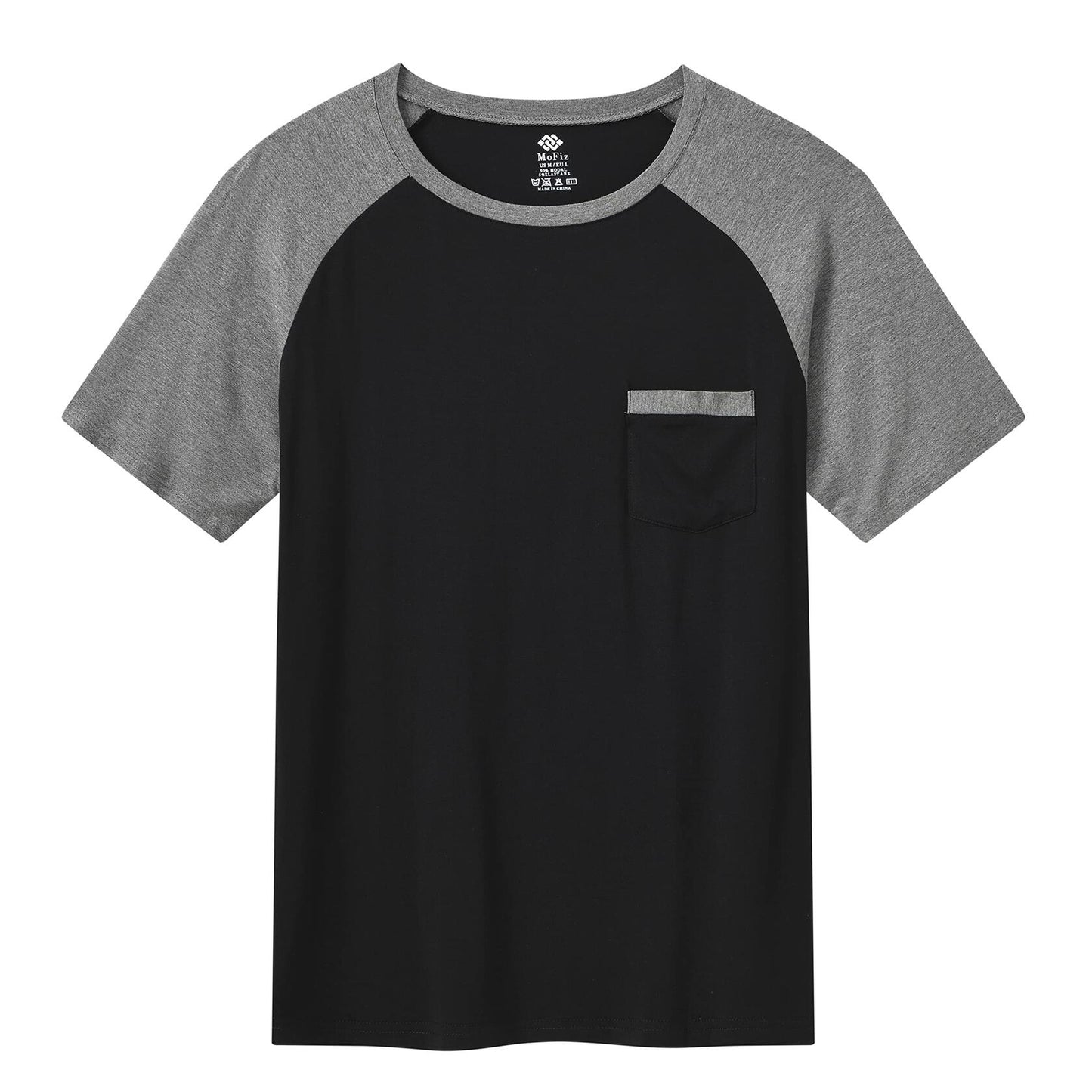 MoFiz Men's Pajama Set Short Sleeve T-Shirt & Shorts Dark Gray/Black Size 2XL