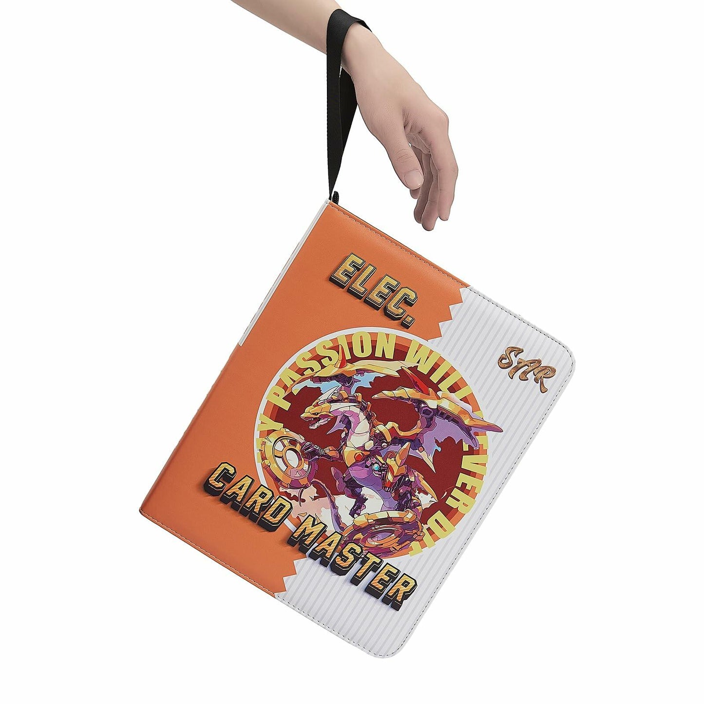 PTKANGBAZI Trading Card Binder 900 Pockets 9-Pocket Zipper 3 Rings Orange