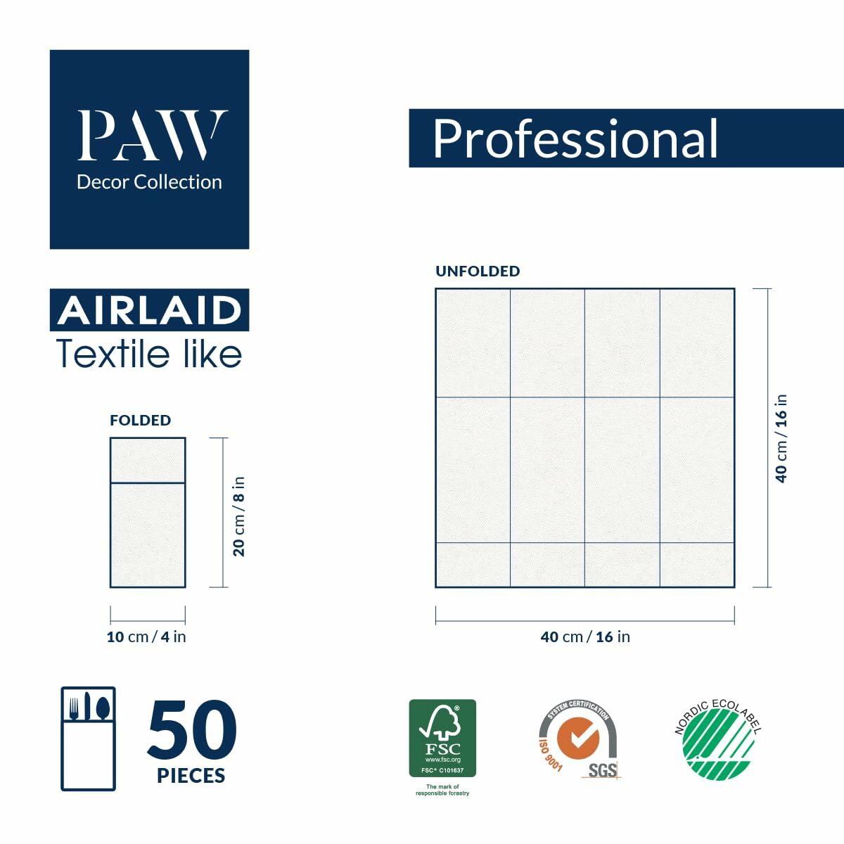 PAW Decor Collection Baby Pink Linen-Feel Paper Napkins 16x16in 50pcs