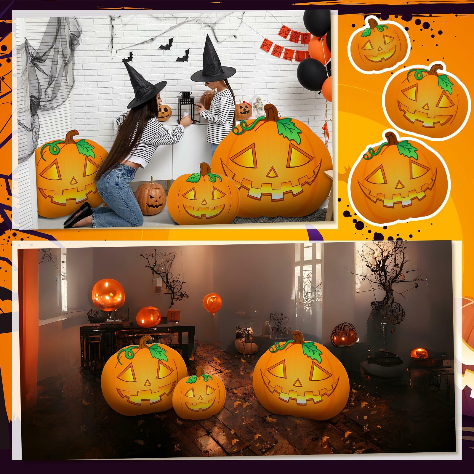 Leinuosen Halloween Jack-o-Lantern Cardboard Stand-Ups 19"-39" 3PCS Yellow