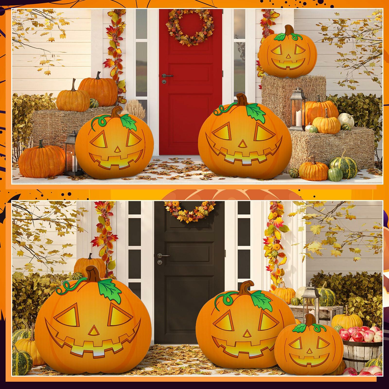 Leinuosen Halloween Jack-o-Lantern Cardboard Stand-Ups 19"-39" 3PCS Yellow