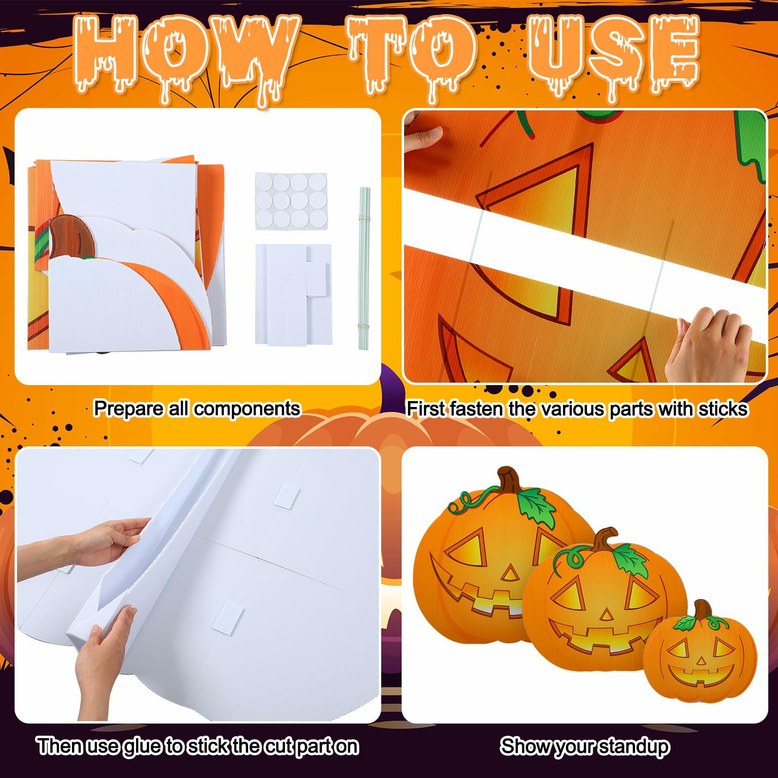 Leinuosen Halloween Jack-o-Lantern Cardboard Stand-Ups 19"-39" 3PCS Yellow