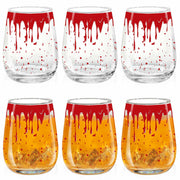 Maxcheck 6 Pack 18oz Stemless Halloween Wine Glasses Clear Bloody
