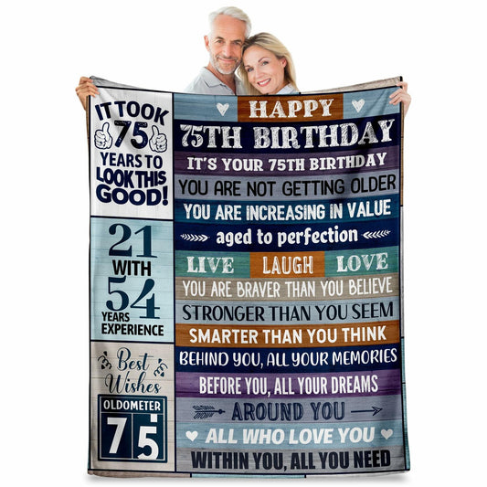 Velivn 60th Birthday Throw Blanket Funny Letter Print 60x80 Size