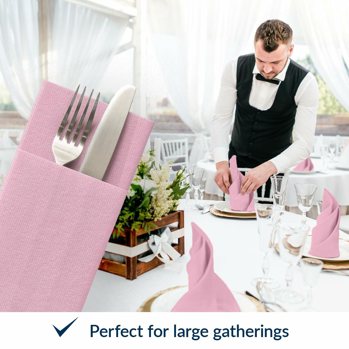 PAW Decor Collection Baby Pink Linen-Feel Paper Napkins 16x16in 50pcs