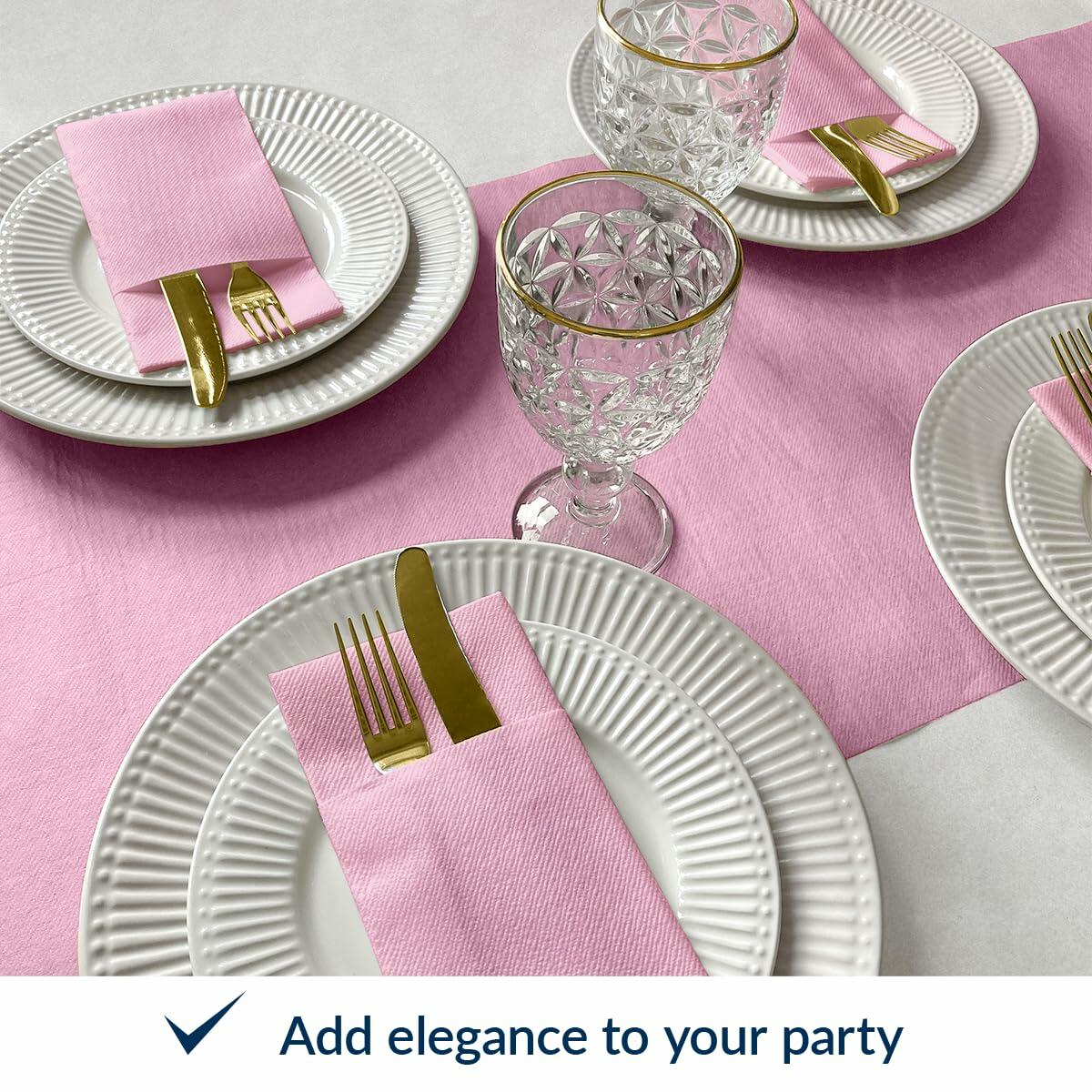 PAW Decor Collection Baby Pink Linen-Feel Paper Napkins 16x16in 50pcs