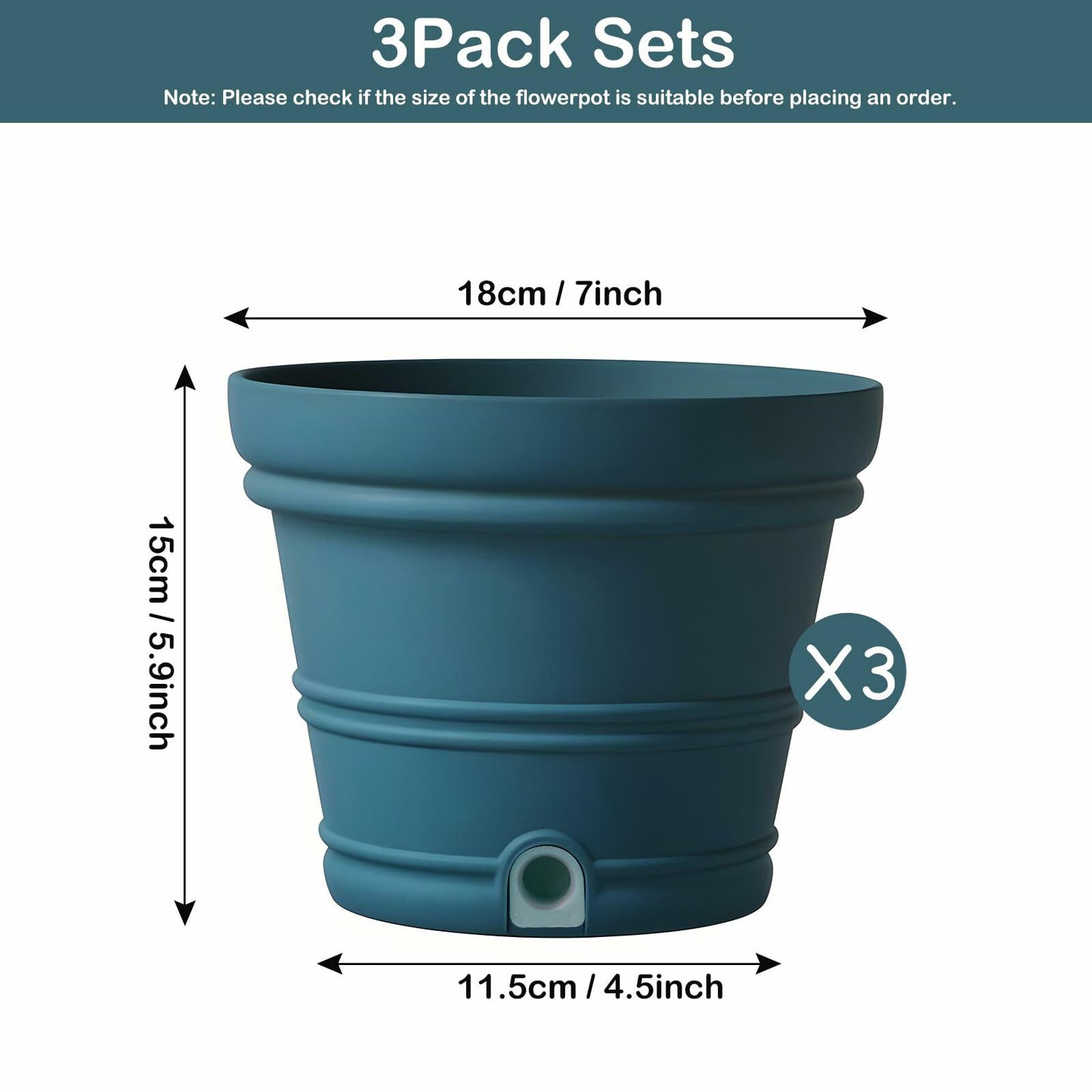 MYITYARD 3 Pack 7 Inch Plastic Plant Pots with Drainage Holes Beige