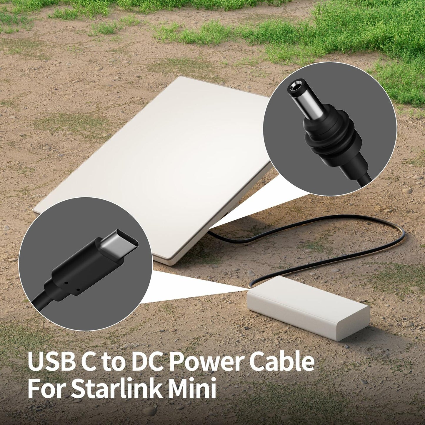 RVMARINEPAT Starlink Mini USB C to DC Power Cable 2M Waterproof Black