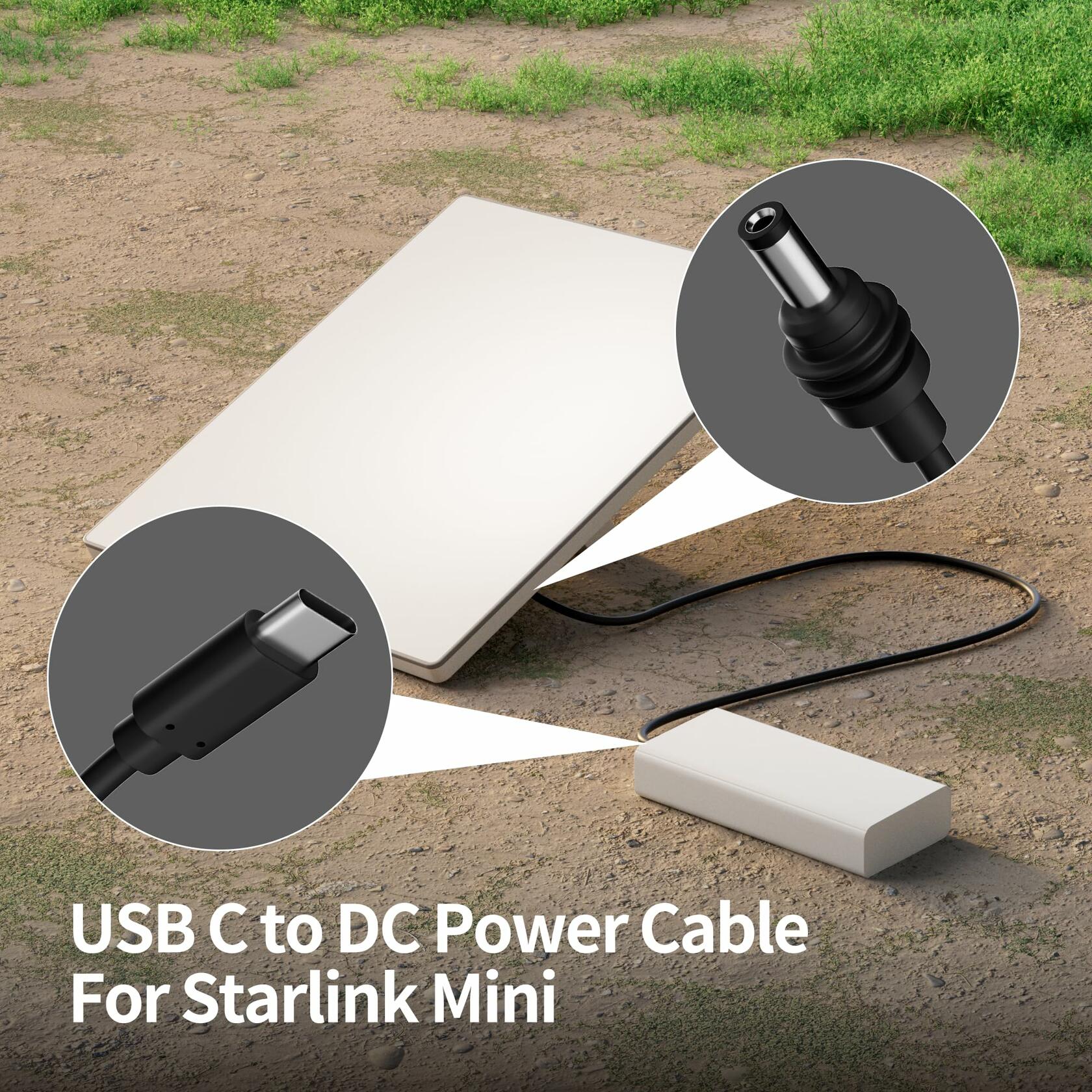 RVMARINEPAT Starlink Mini USB C to DC Power Cable 2M Waterproof Black