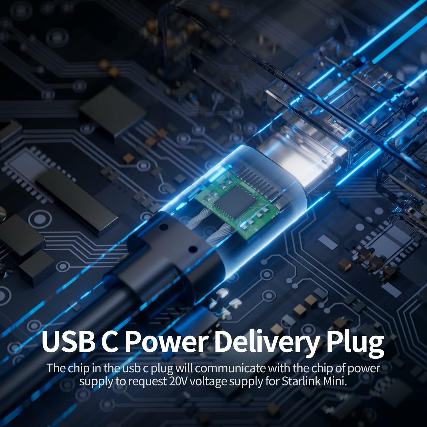 RVMARINEPAT Starlink Mini USB C to DC Power Cable 2M Waterproof Black