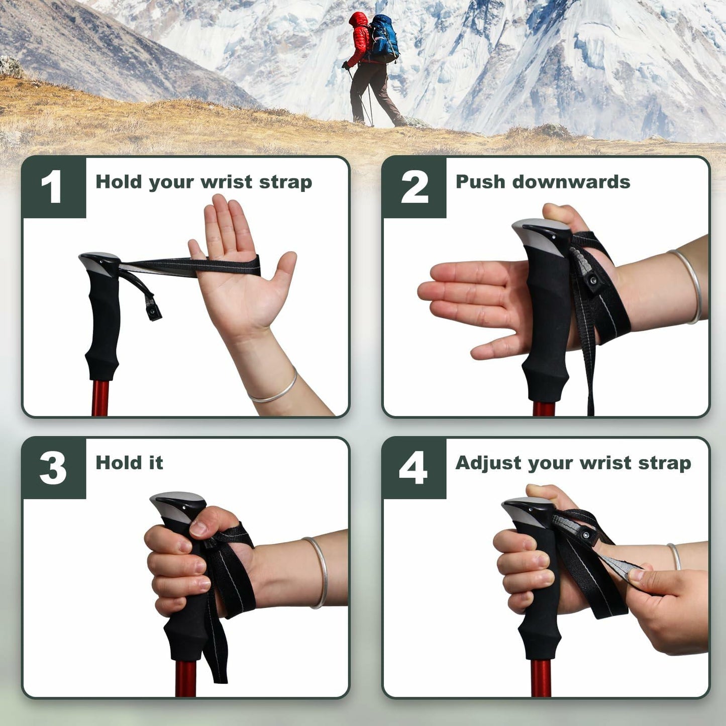 WHDZHSHD Collapsible Trekking Poles Aluminum Adjustable Locks 51in Red 2pc