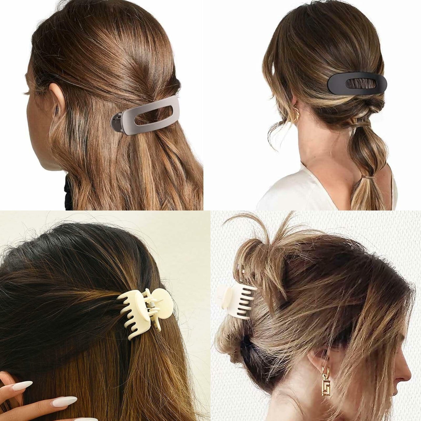 Uausyaly 8 Pcs Non-slip Matte French Hair Claw Clips for Women Black Grey