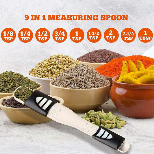 Generic Measuring Spoon Double End Adjustable 1/8 Tsp to 1 Tbsp Black/White