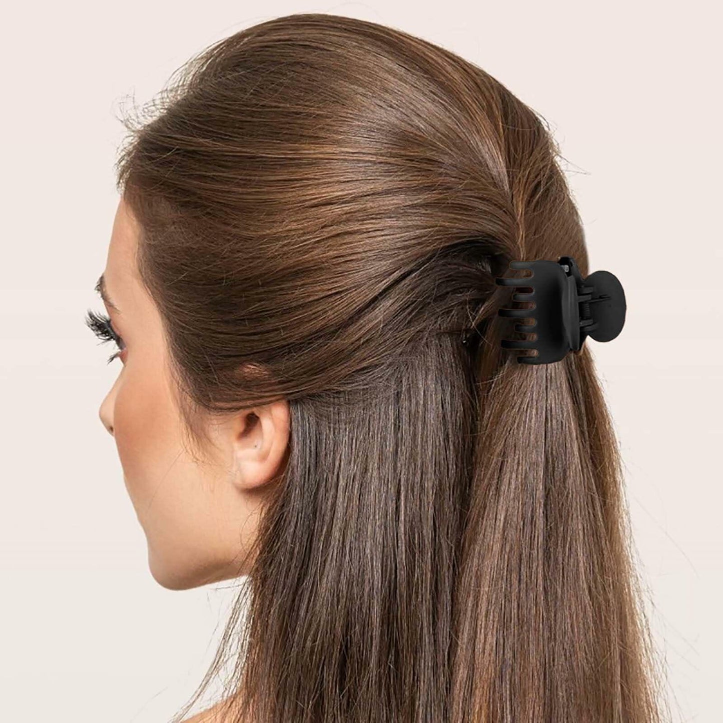 Uausyaly 8 Pcs Non-slip Matte French Hair Claw Clips for Women Black Grey