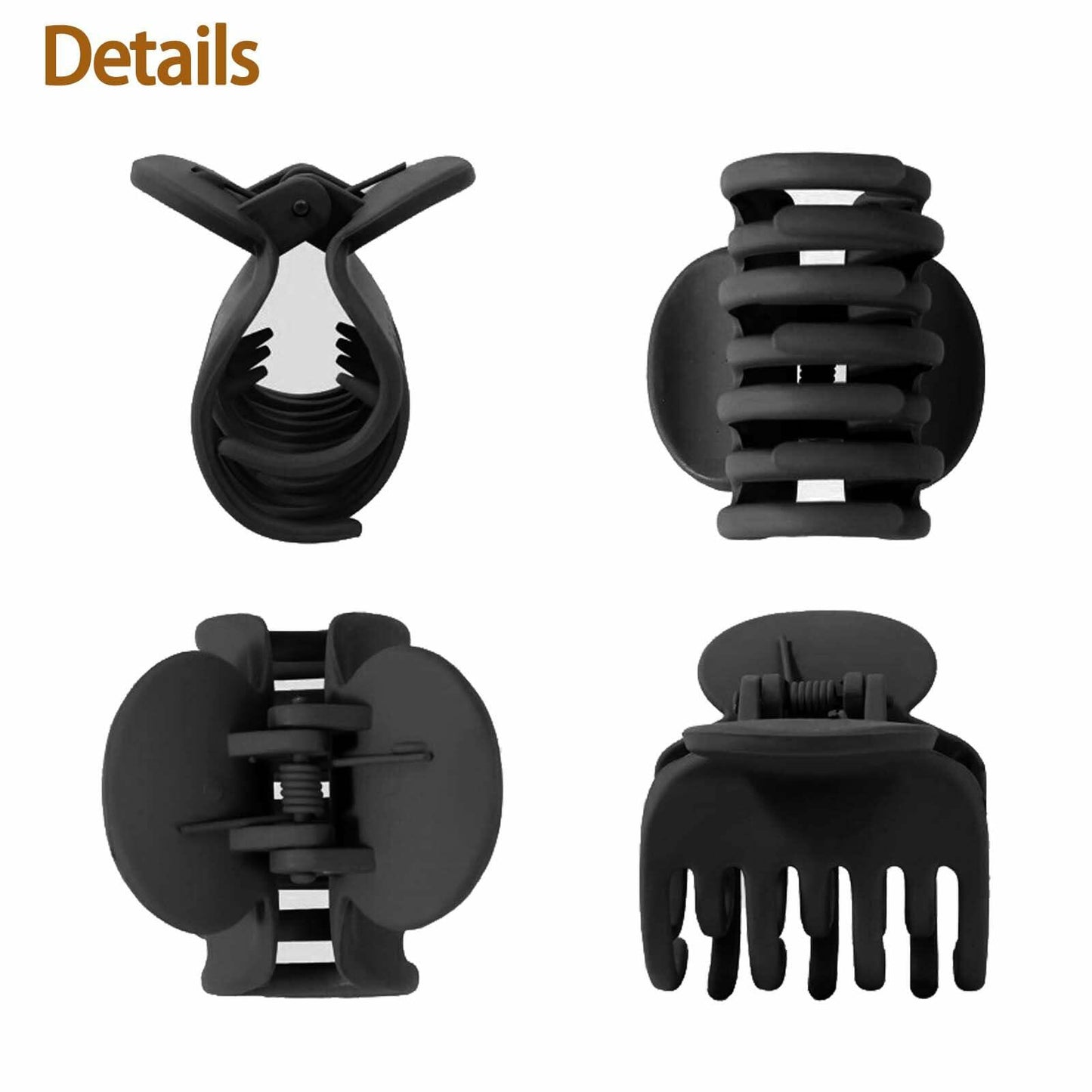 Uausyaly 8 Pcs Non-slip Matte French Hair Claw Clips for Women Black Grey