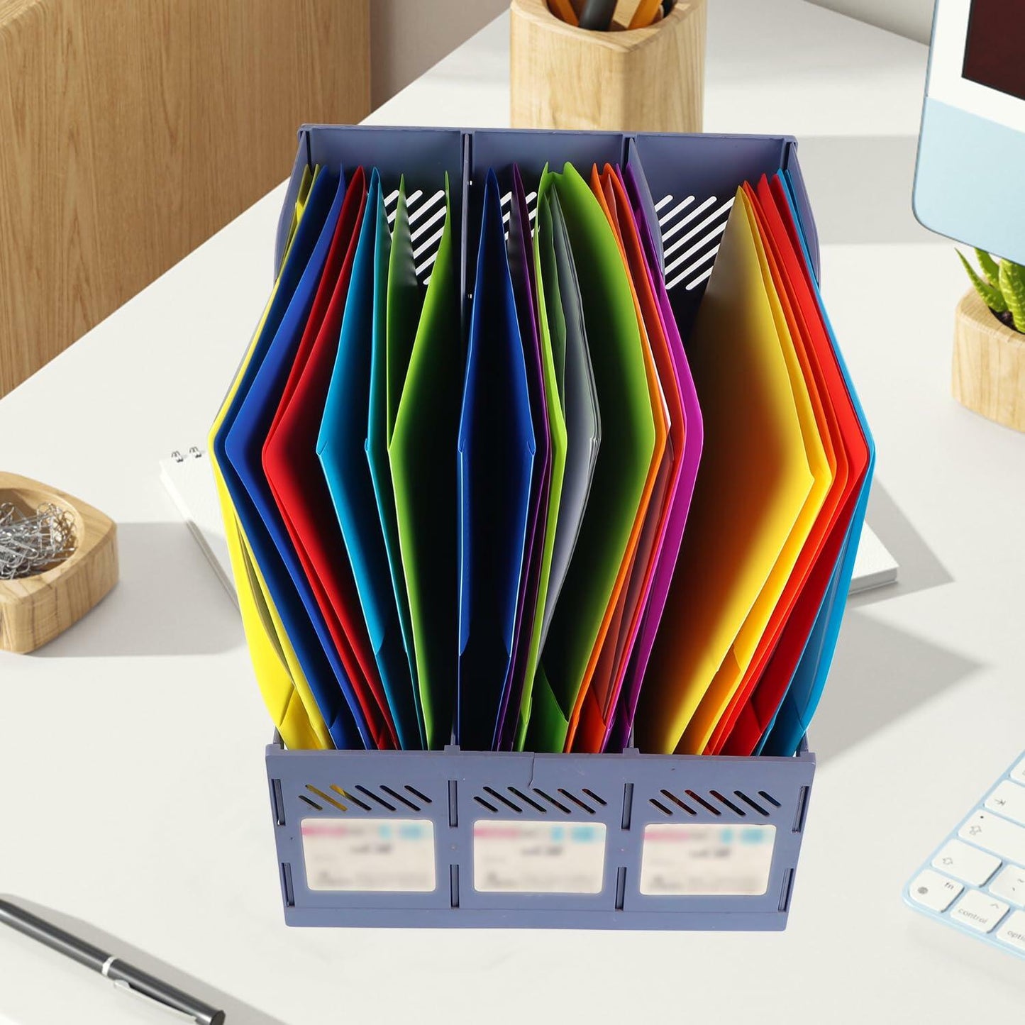 Aipker Plastic Folder with Pockets 3-Hole Punched 7 Pack Assorted Colors