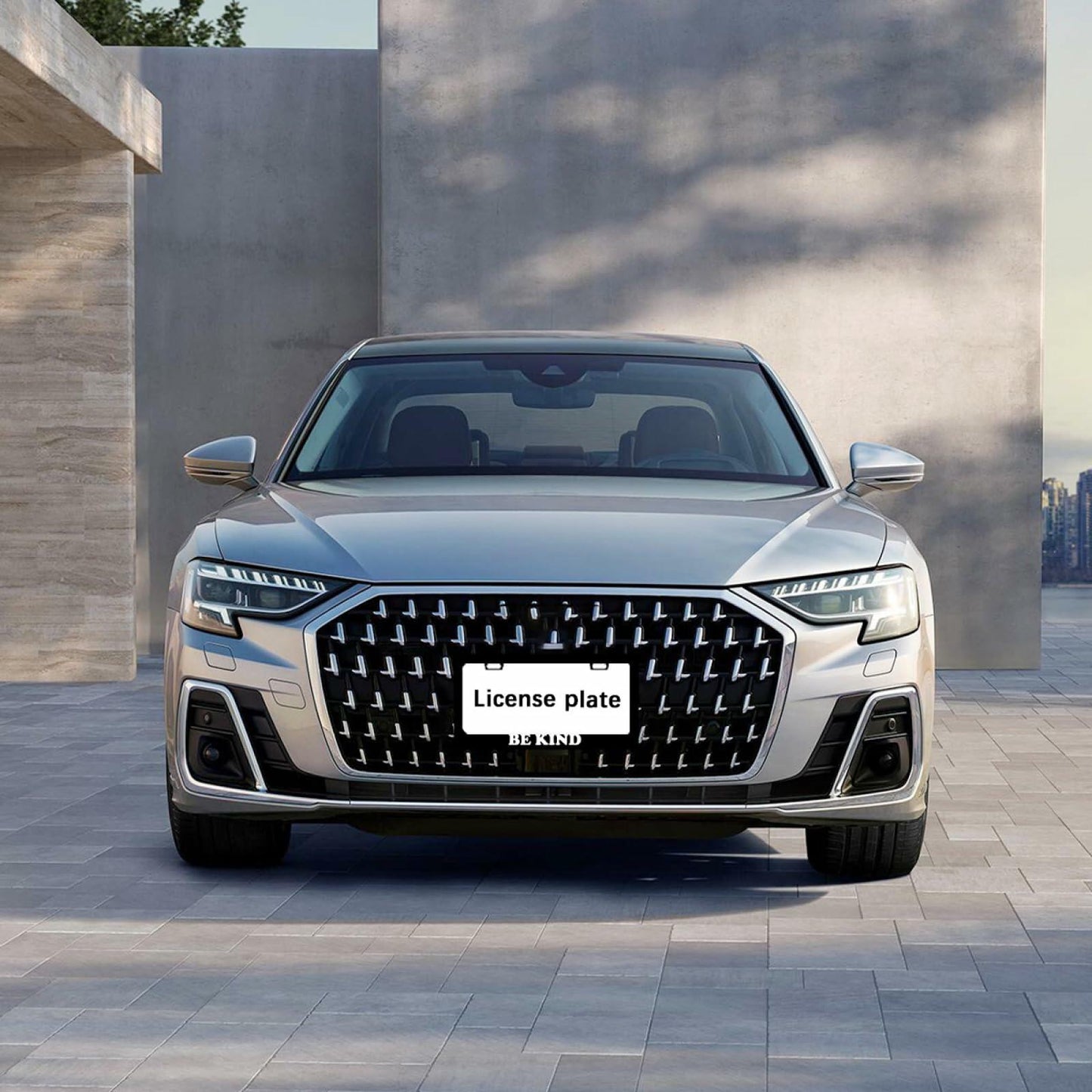 Mountains License Plate Frame Black White Aluminum Universal 12x6 Inch