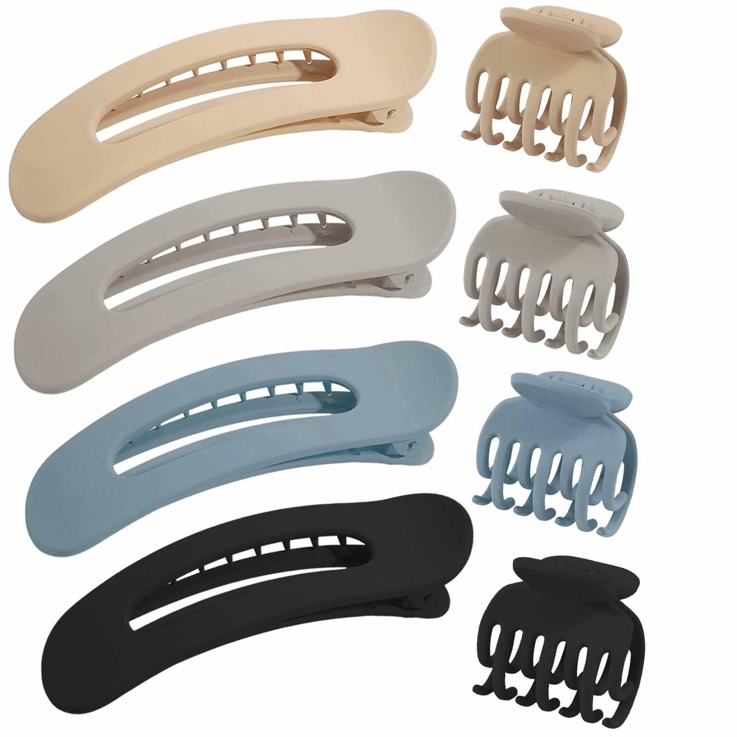 Uausyaly 8 Pcs Non-slip Matte French Hair Claw Clips for Women Black Grey