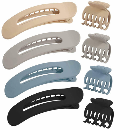 Uausyaly 8 Pcs Non-slip Matte French Hair Claw Clips for Women Black Grey