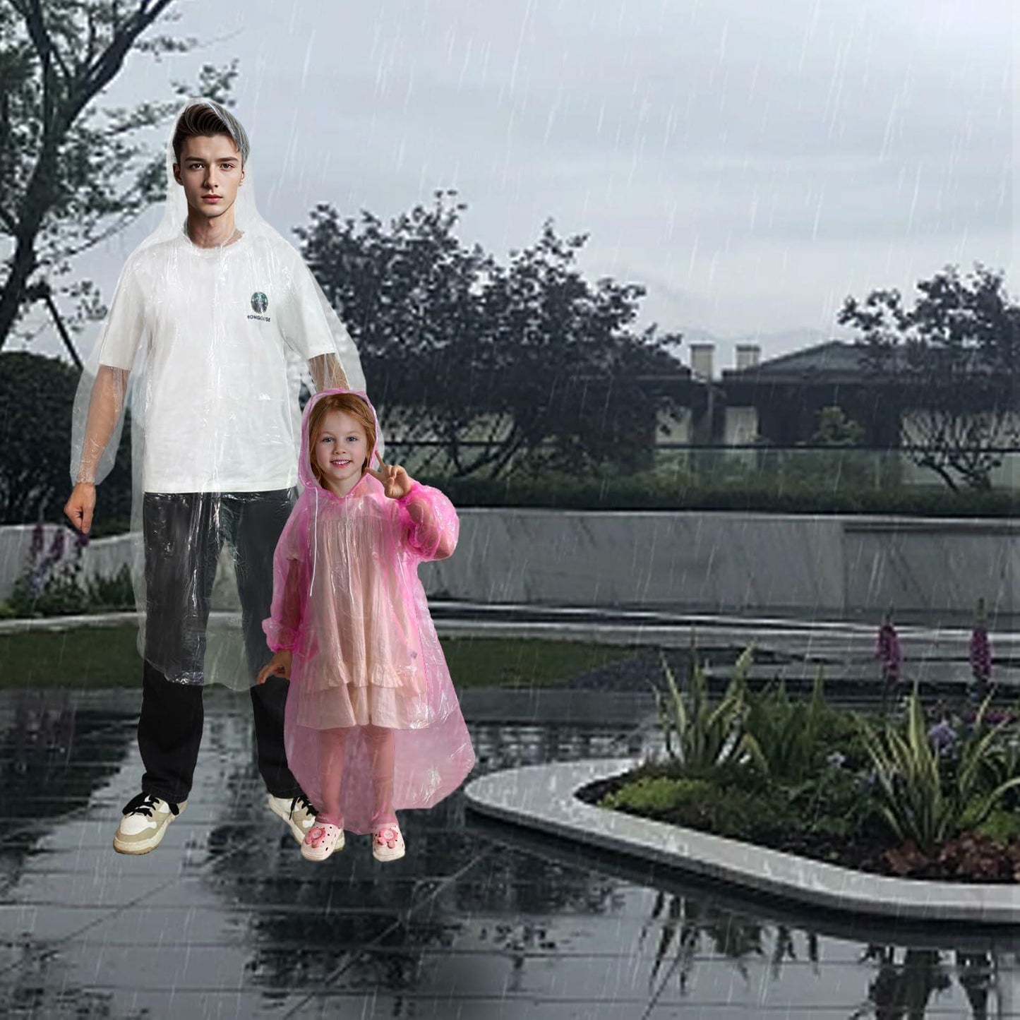 NVioAsport Disposable Rain Ponchos for Adults, 8 Pack, Plastic, Batwing Sleeve