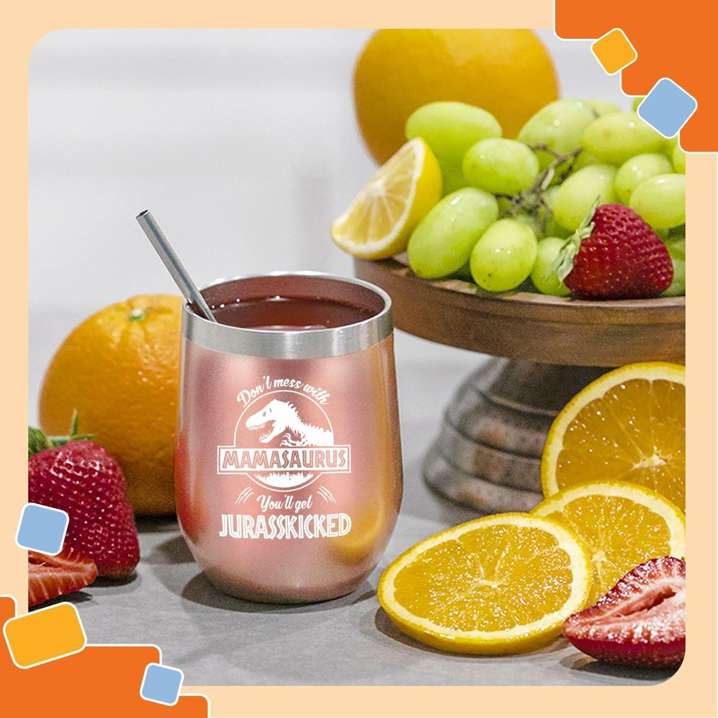 NewEleven 12 Oz Mamasaurus Stainless Steel Tumbler - Funny Mom Gift