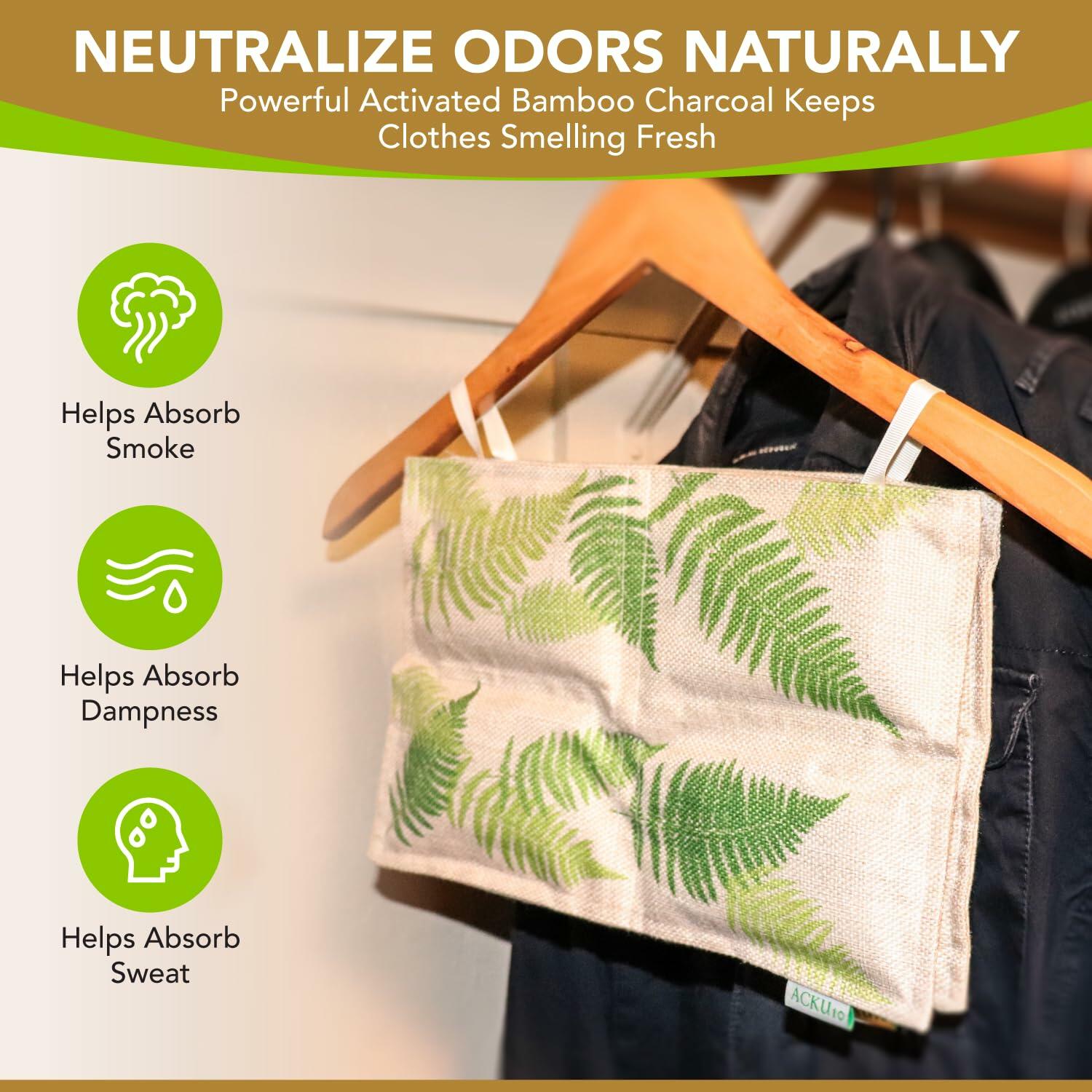 ACKU10 Bamboo Charcoal Odor Absorber for Clothing Closets 1-Pack Off White