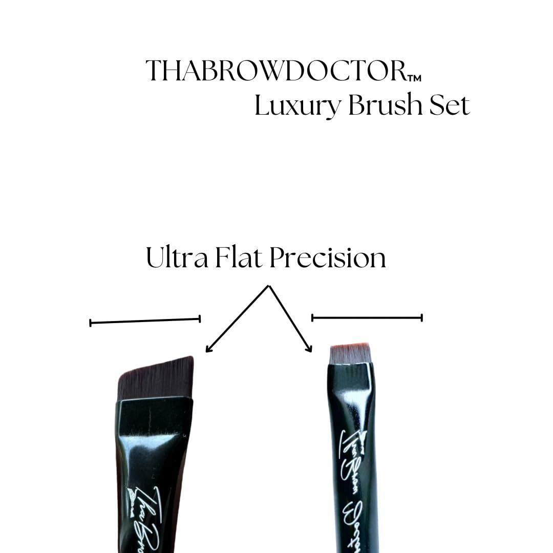 THABROWDOCTOR Makeup Brush Set 2pc Angled Flat Edge Synthetic Black White