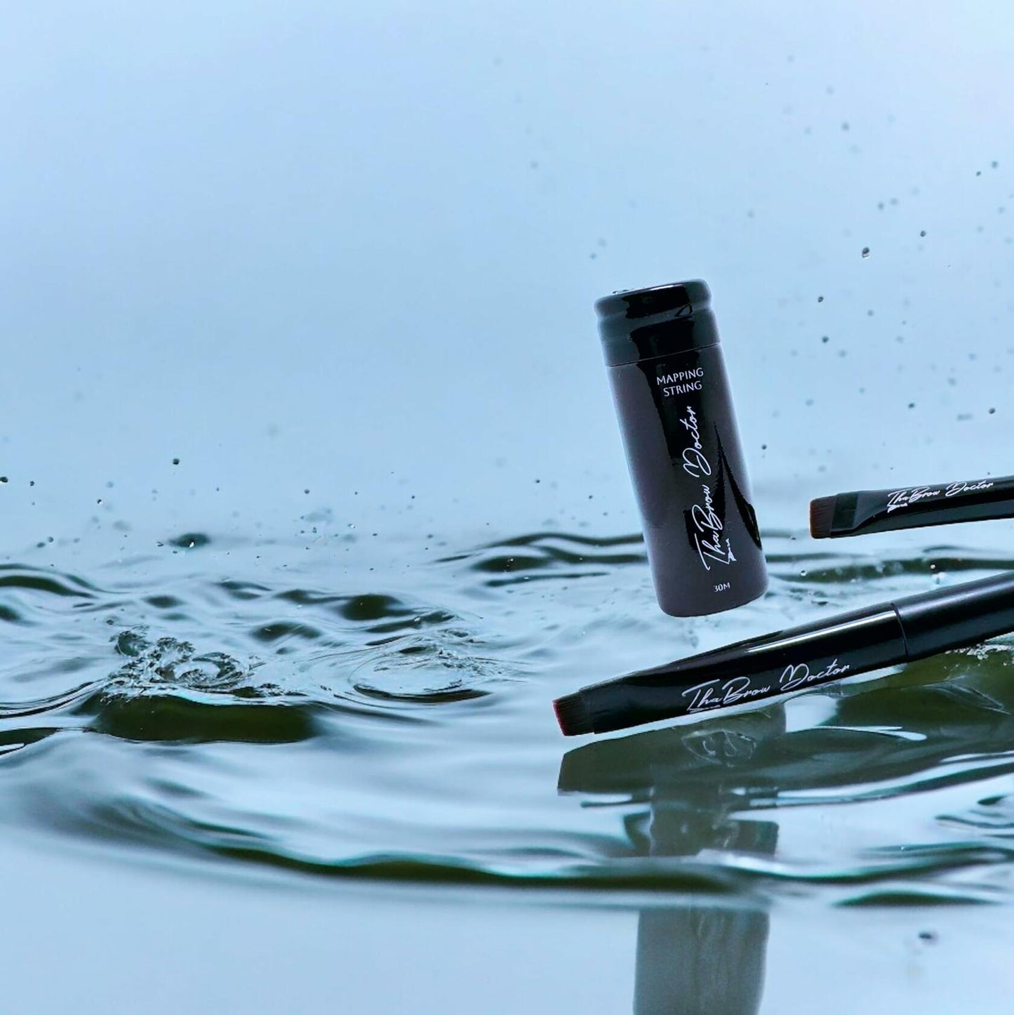 THABROWDOCTOR Makeup Brush Set 2pc Angled Flat Edge Synthetic Black White