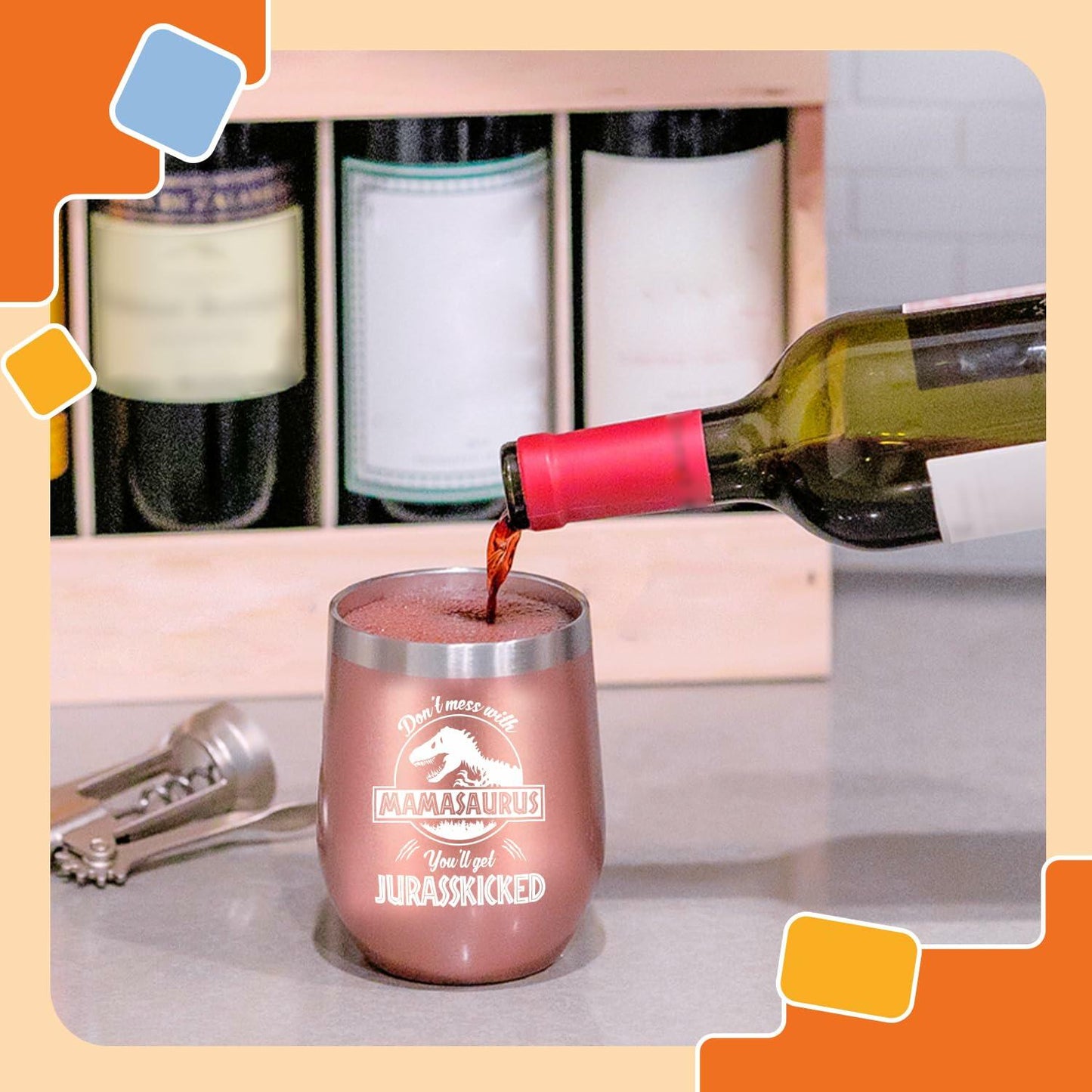 NewEleven 12 Oz Mamasaurus Stainless Steel Tumbler - Funny Mom Gift