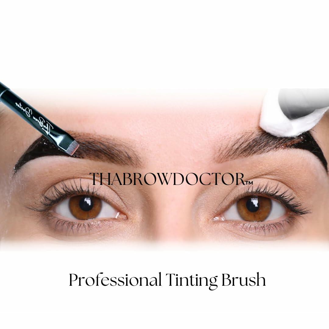 THABROWDOCTOR Makeup Brush Set 2pc Angled Flat Edge Synthetic Black White